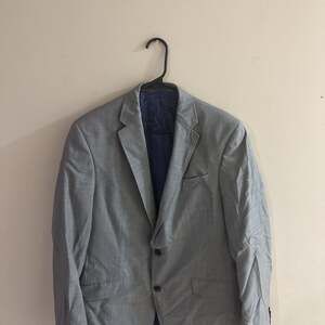 Ted Baker Light Grey Two-Button Blazer Suit Jacket with Blue Inner Lining
